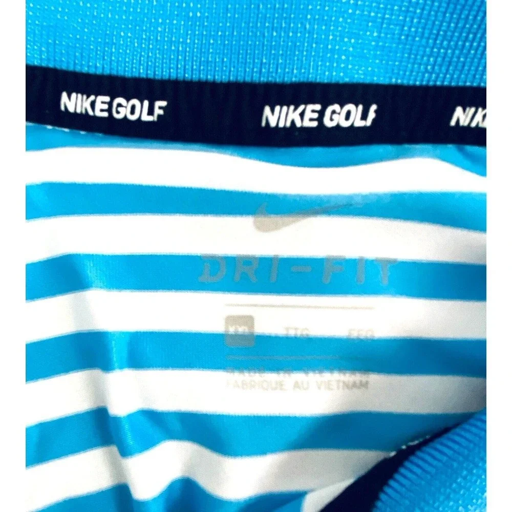 Nike Polo Shirt‎ Adult XXL Blue Striped Dri Fit Stretch Lightweight Golf Mens